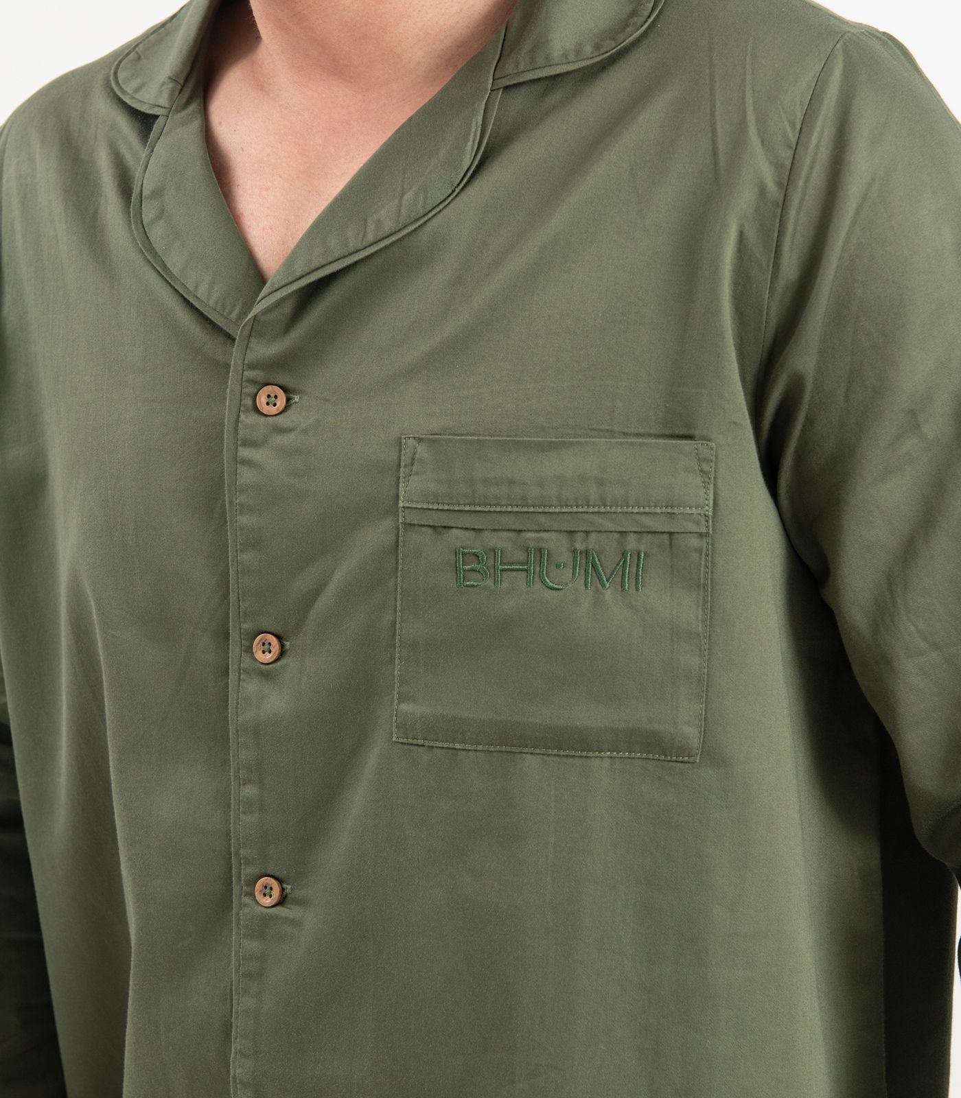 Bhumi Organic Cotton - Men's Sateen PJ Set - Bronze Green