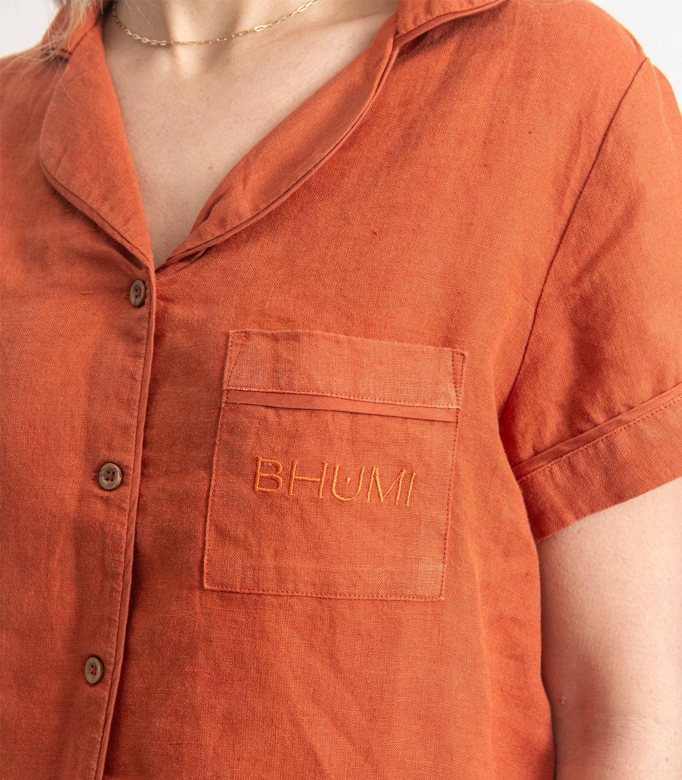 Bhumi Organic Cotton - Linen Short PJ Set - Rust