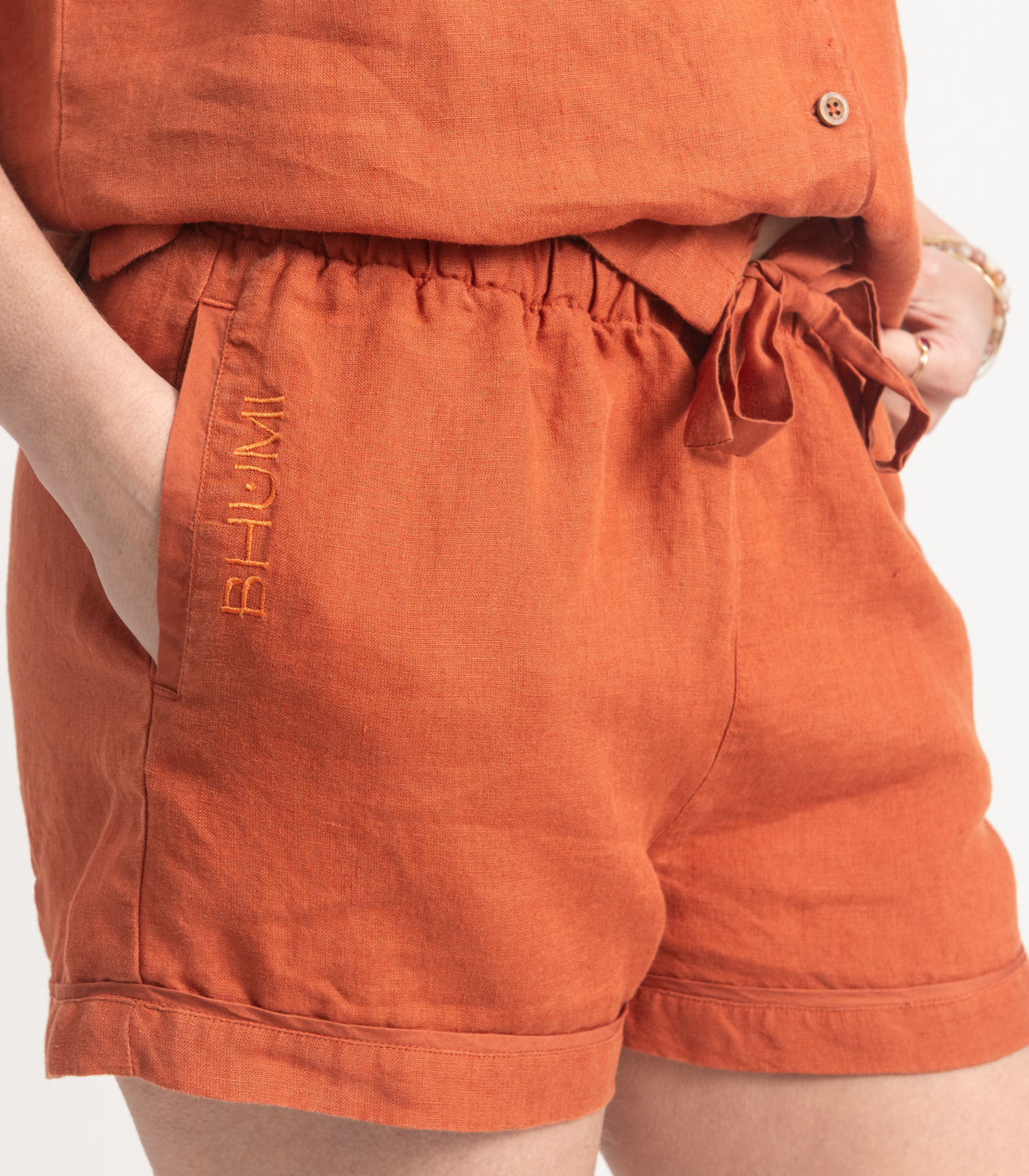 Bhumi Organic Cotton - Linen Short PJ Set - Rust