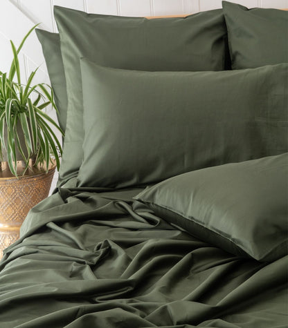 Bhumi Organic Cotton - Flat - Sateen Sheet - Bronze Green