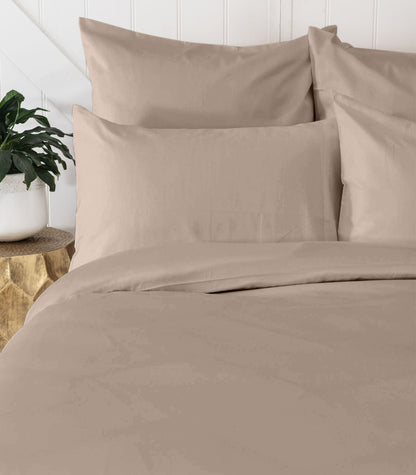 Bhumi Organic Cotton - Percale Plain Quilt Cover - Golden Taupe