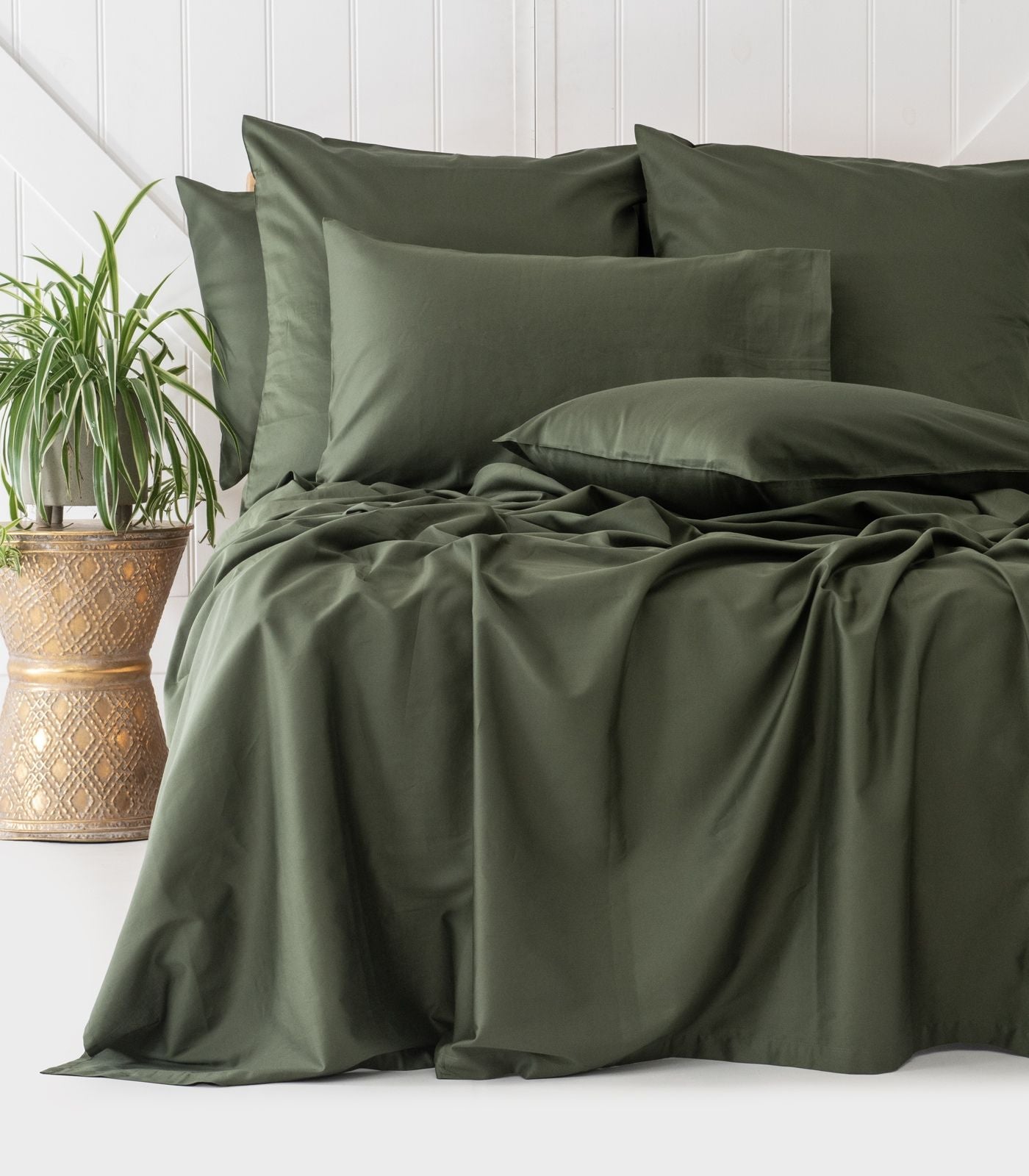 Bhumi Organic Cotton - Flat - Sateen Sheet - Bronze Green