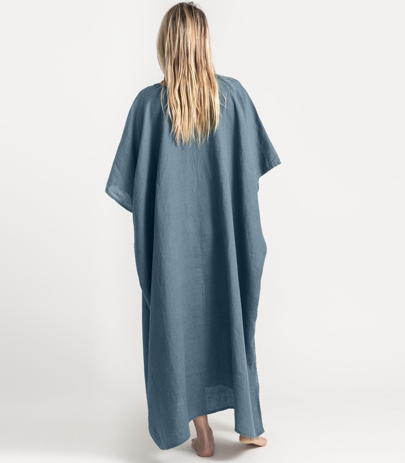 Bhumi Organic Cotton - Linen Kaftan - Indian Teal