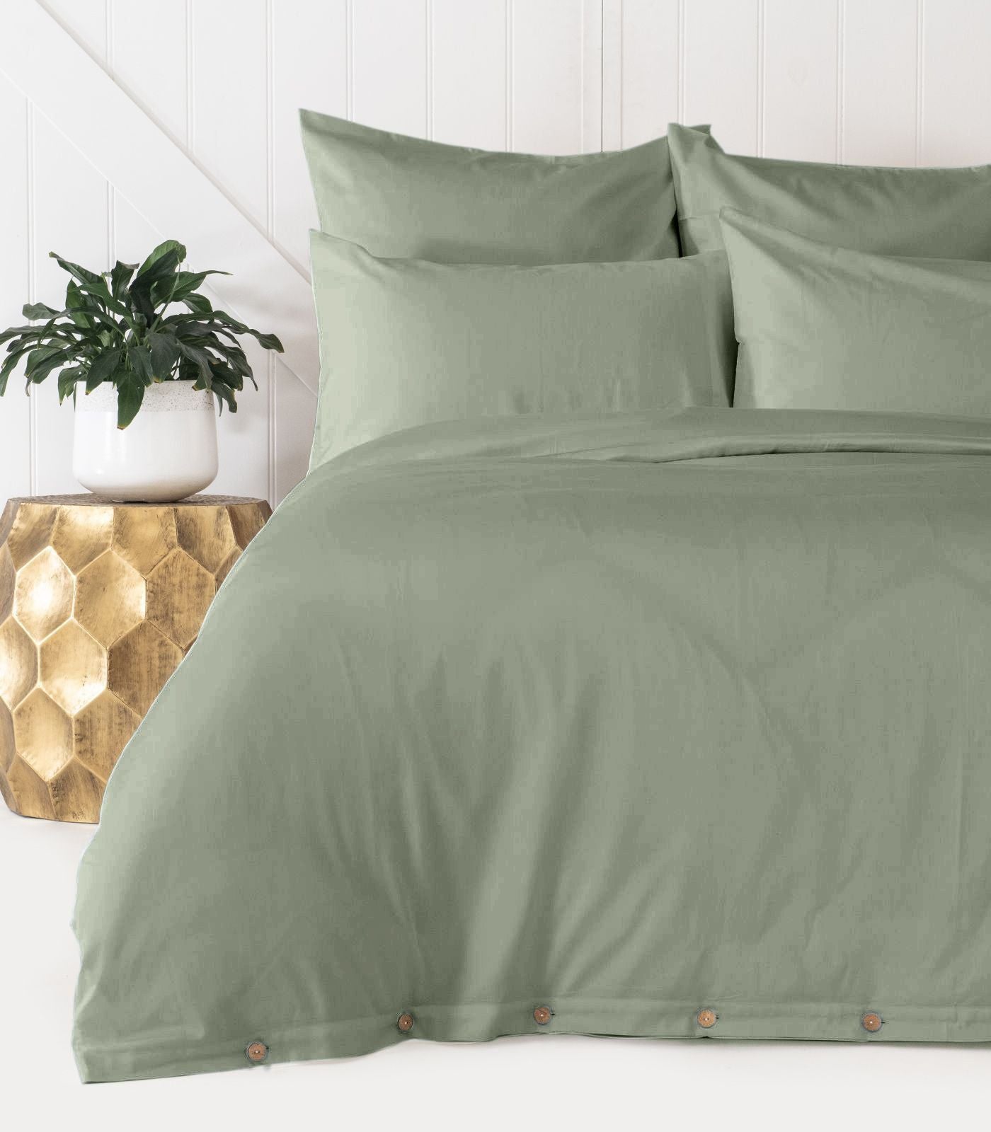 Bhumi Organic Cotton - Sateen Plain Quilt Cover - Sage