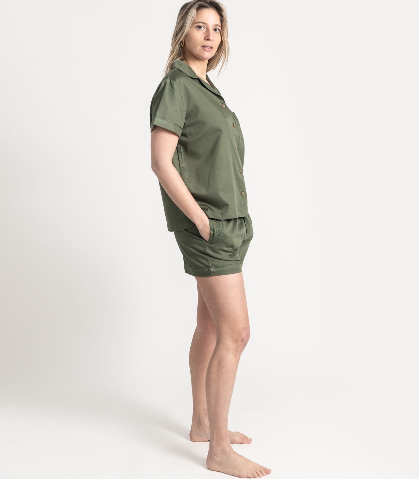 Bhumi Organic Cotton - Sateen Short PJ Set - Bronze Green