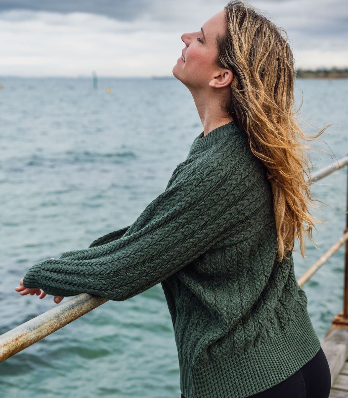 Bhumi Organic Cotton - Cable Knit Jumper - Olive