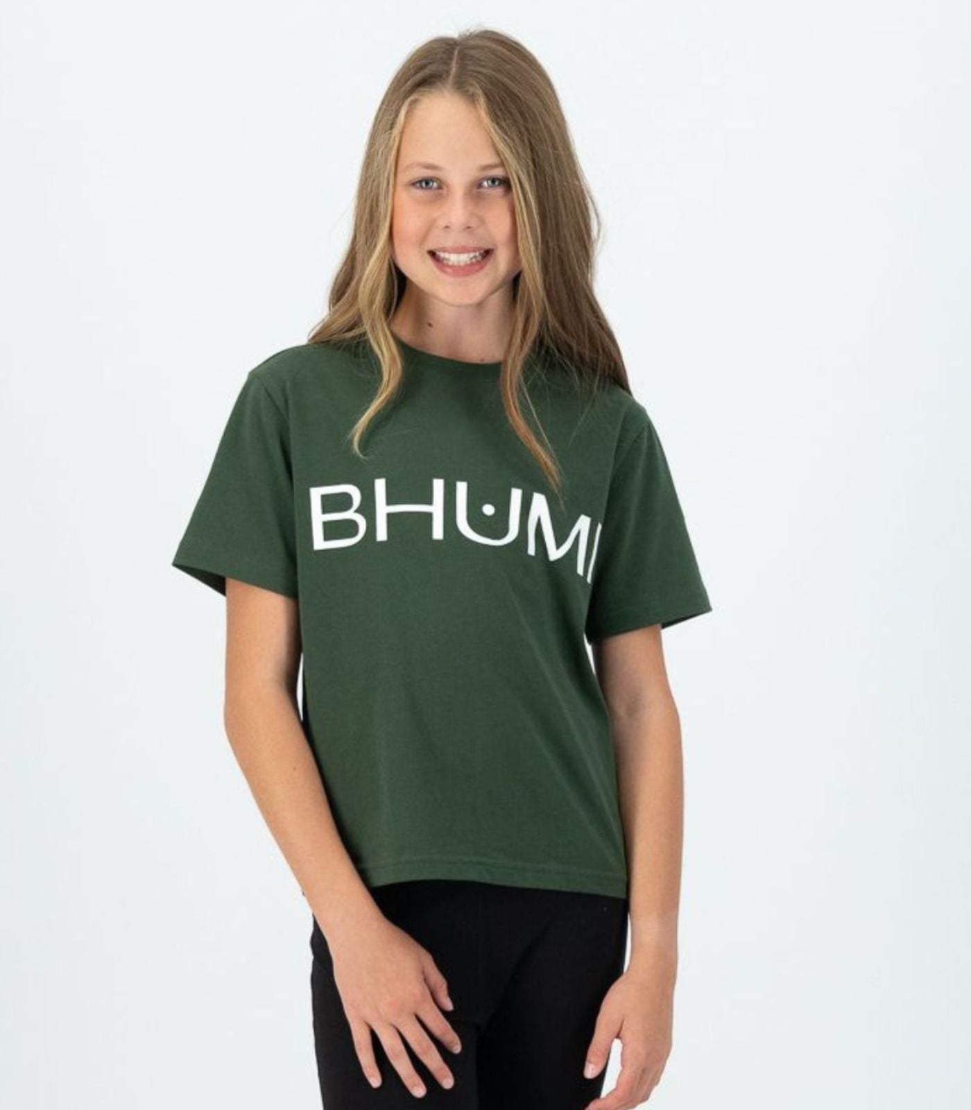 Bhumi Organic Cotton - Kids Oversized Boxy Tee - Logo - Kombu Green