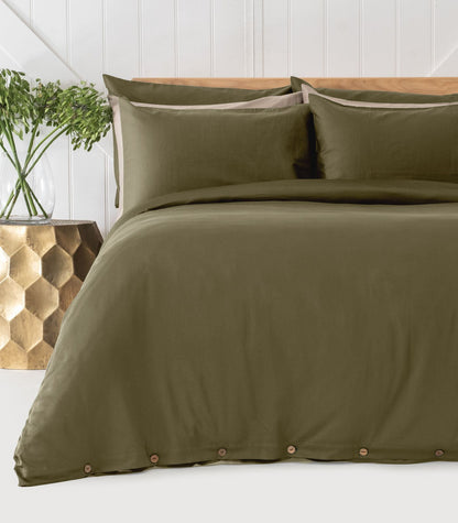 Bhumi Organic Cotton - Sateen Pillow Cases (Pair) - Martini Olive