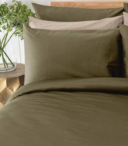 Bhumi Organic Cotton - Sateen Pillow Cases (Pair) - Martini Olive