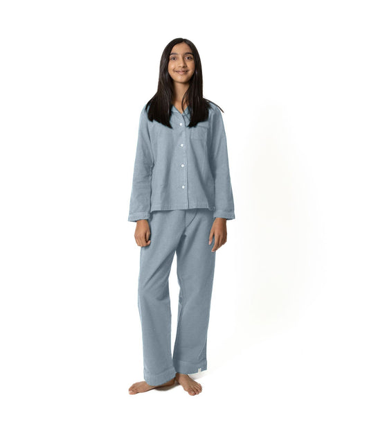 Bhumi Organic Cotton - Kids Flannelette Long PJ Set - Powder Blue