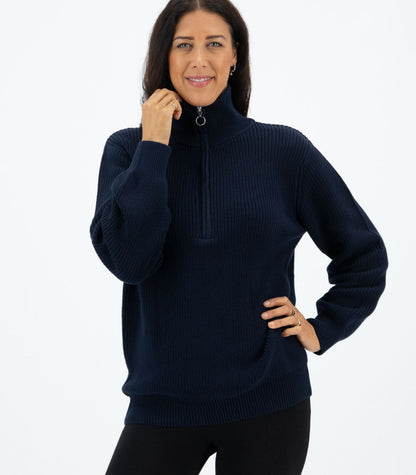 Bhumi Organic Cotton - Zip Sweater - Navy