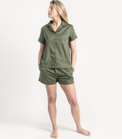 Bhumi Organic Cotton - Sateen Short PJ Set - Bronze Green