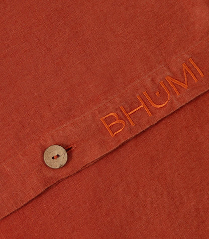 Bhumi Organic Cotton - Linen Plain Quilt Cover Set - Rust