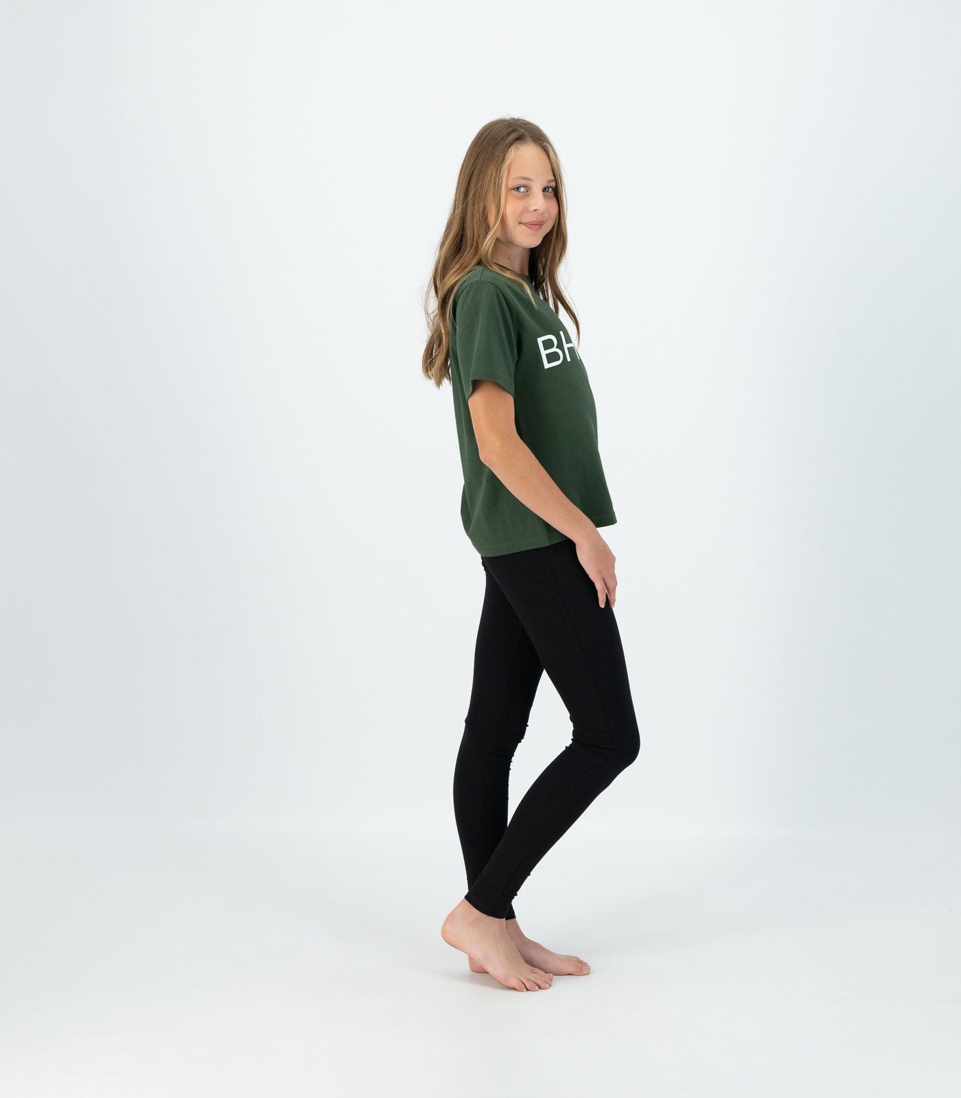 Bhumi Organic Cotton - Kids Oversized Boxy Tee - Logo - Kombu Green