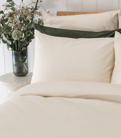 Bhumi Organic Cotton - Sateen Plain Quilt Cover - Ivory