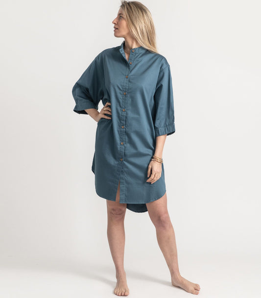 Bhumi Organic Cotton - Sateen Night Shirt - Indian Teal