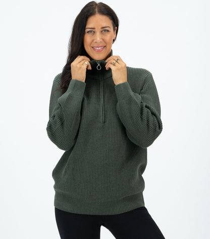 Bhumi Organic Cotton - Zip Sweater - Olive