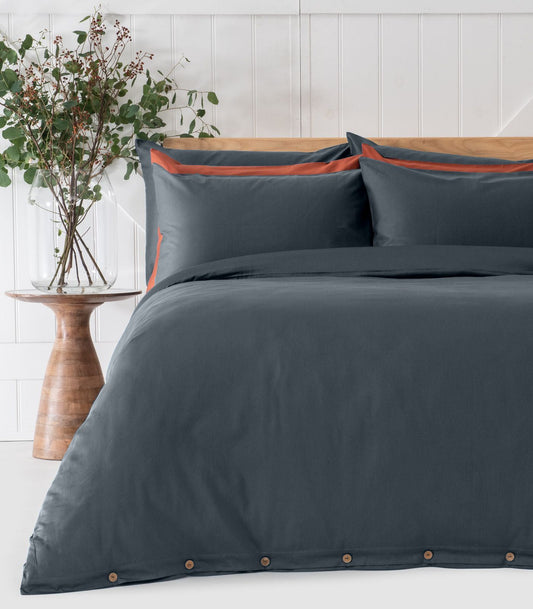 Bhumi Organic Cotton - Sateen Plain Quilt Cover - Orion Blue