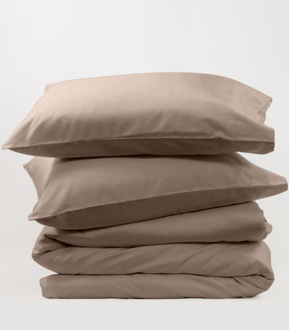 Bhumi Organic Cotton - Percale Plain Quilt Cover - Golden Taupe