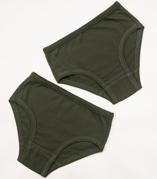 Bhumi Organic Cotton - Girls Briefs (2 Pack) - Kombu Green