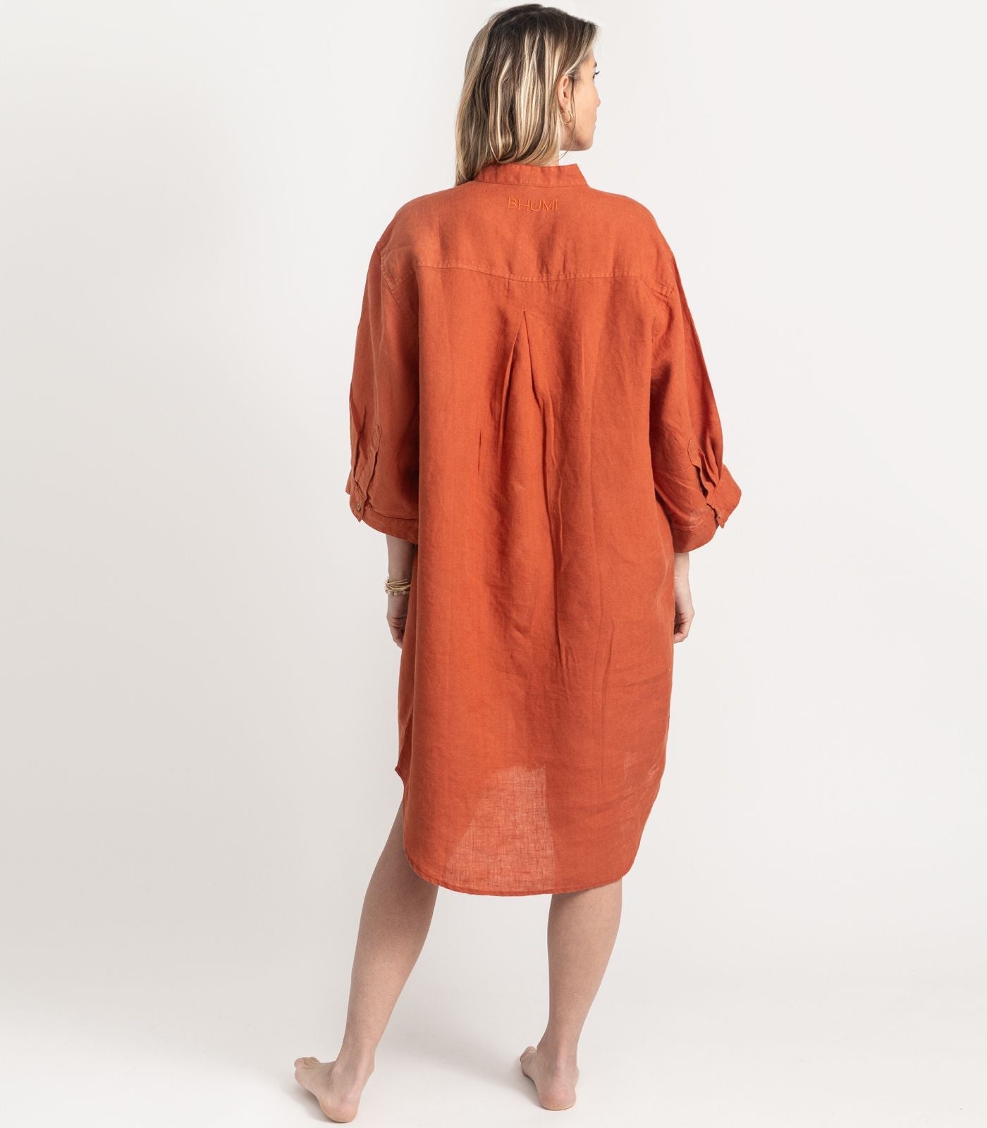 Bhumi Organic Cotton - Linen Night Shirt - Rust