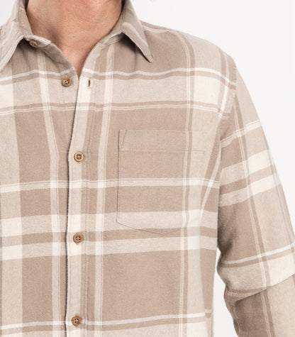 Bhumi Organic Cotton - Flannelette Shirt - Golden Taupe Plaid