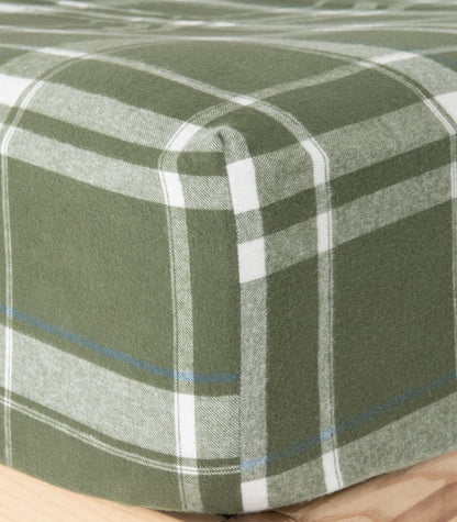 Bhumi Organic Cotton - Fitted - Flannelette Sheet - Plaid - Bronze Green Plaid