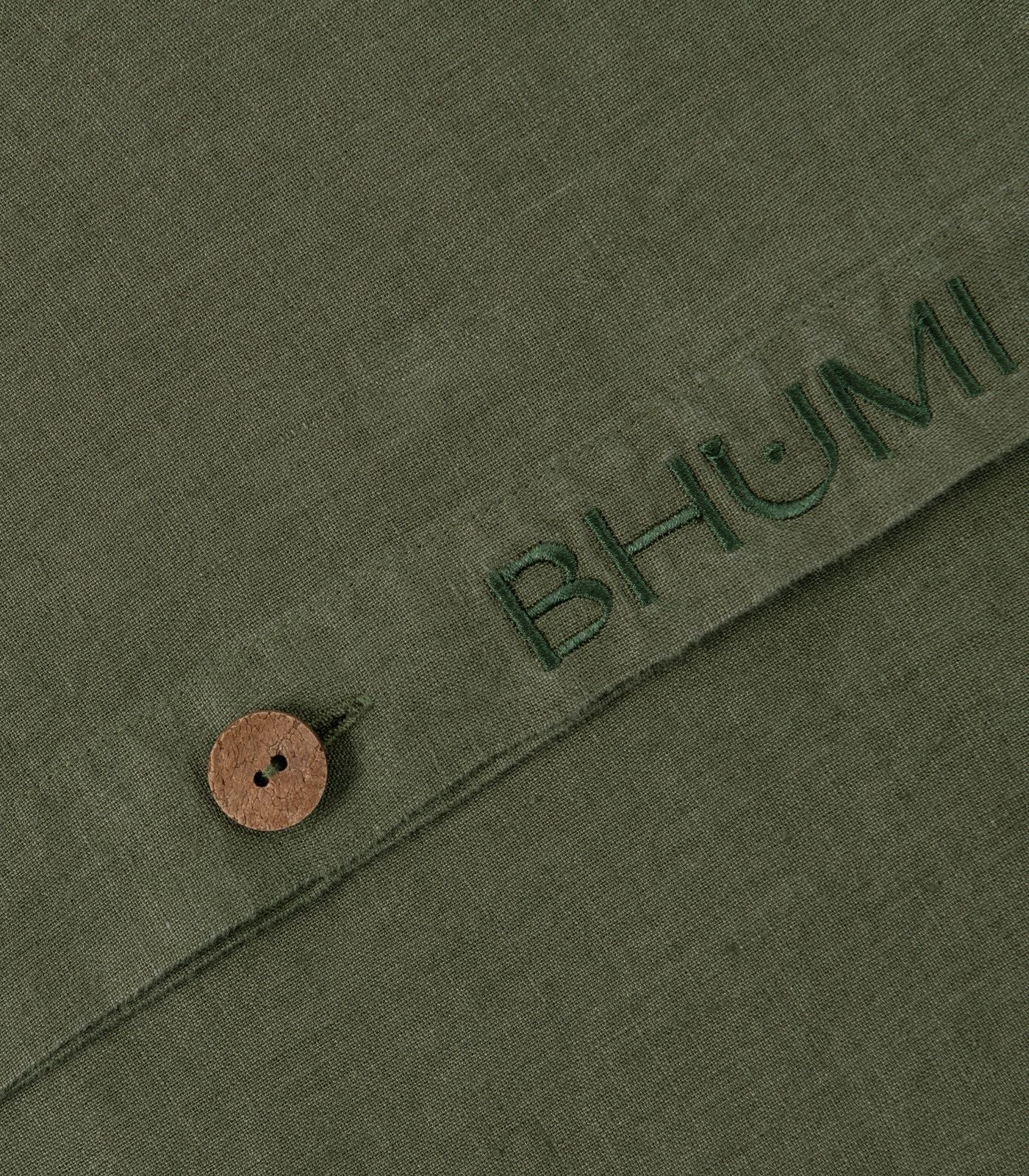 Bhumi Organic Cotton - Linen Plain Quilt Cover Set - Bronze Green