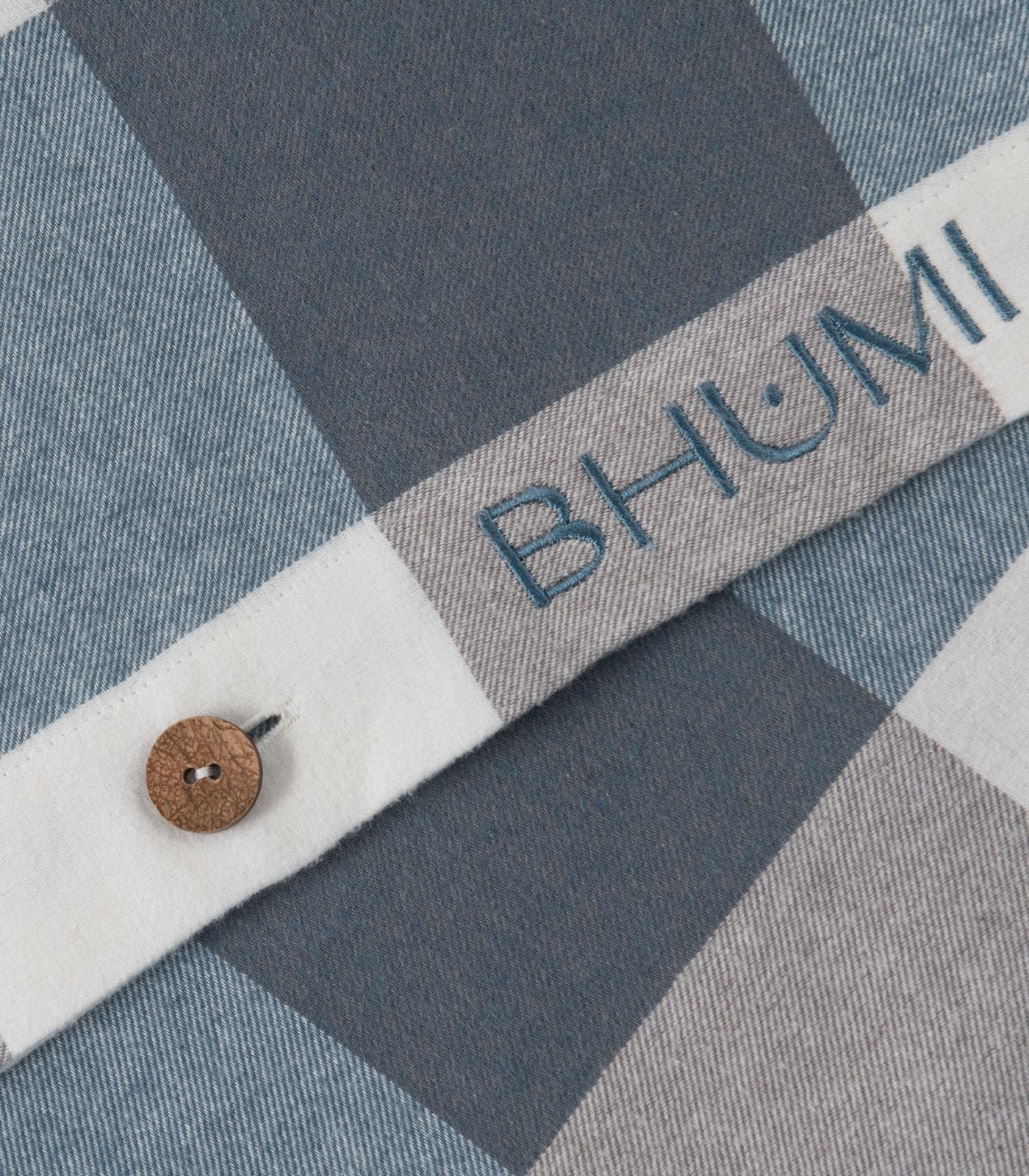 Bhumi Organic Cotton- Flannelette Quilt Cover Set - Check - Powder Blue Check