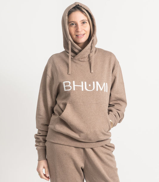 Bhumi Organic Cotton - Hoodie - Logo - Taupe Melange