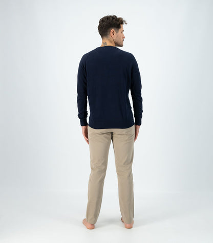 Bhumi Organic Cotton - Fine Knit Round Neck Sweater - Navy