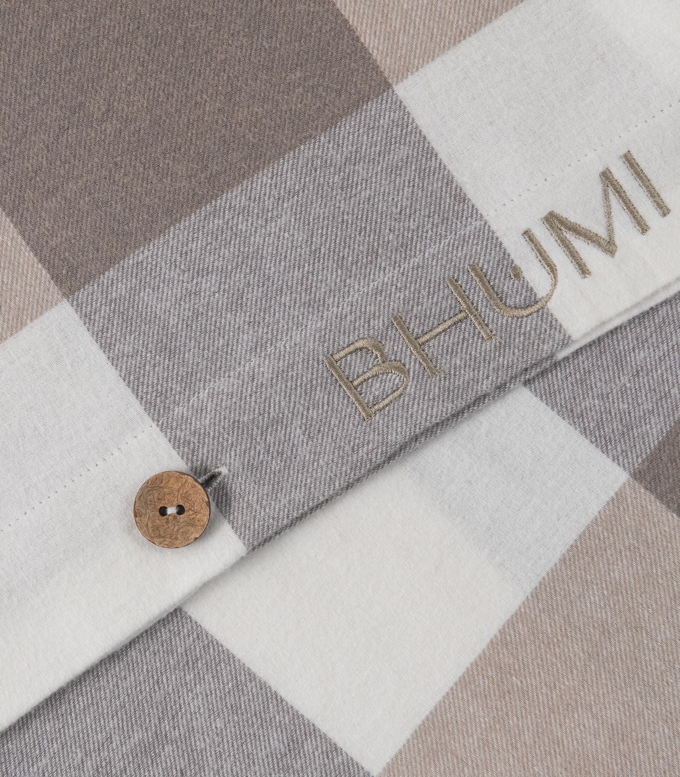 Bhumi Organic Cotton- Flannelette Quilt Cover Set - Check - Golden Taupe Check