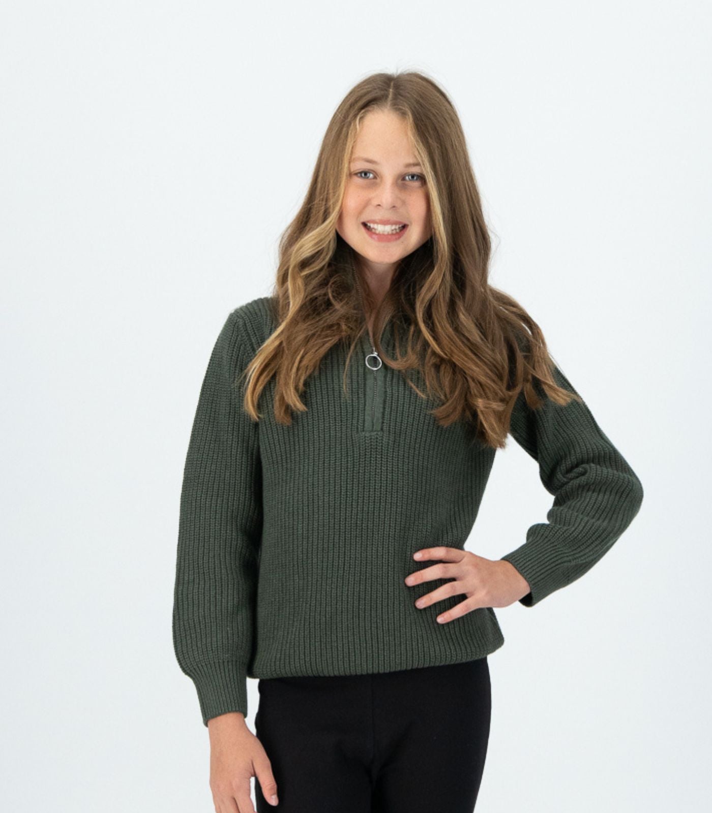 Bhumi Organic Cotton - Kids Zip Sweater - Olive