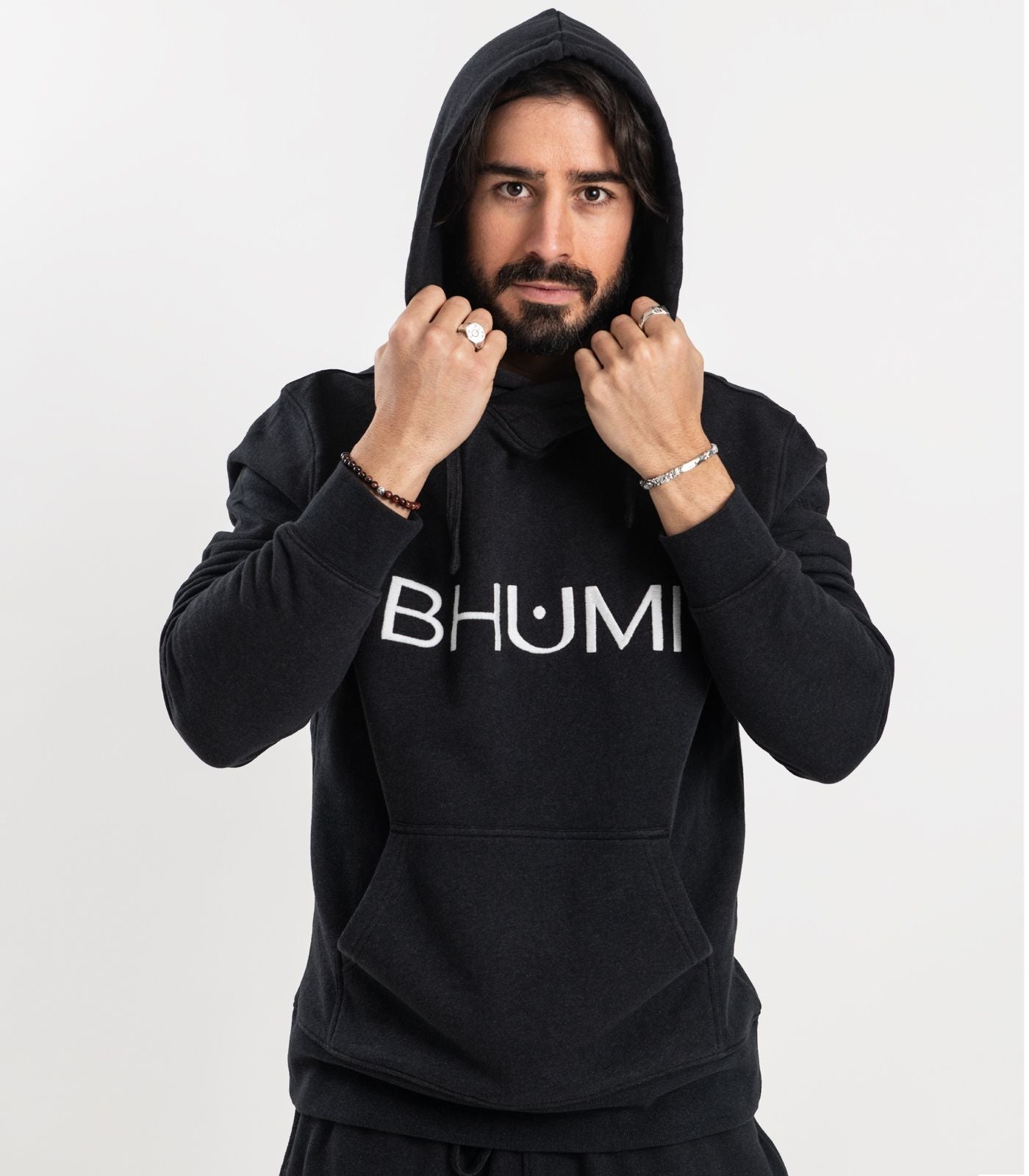 Bhumi Organic Cotton - Men's Hoodie - Logo - Charcoal Melange