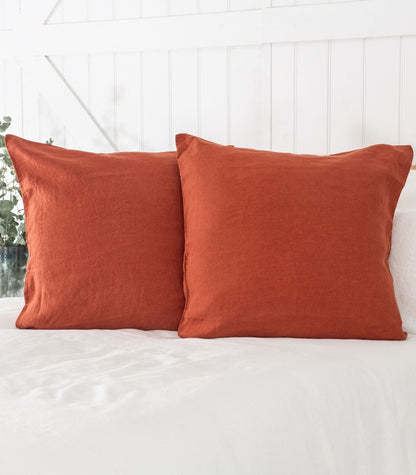 Linen Pillow Cases (pair) - European - Rust