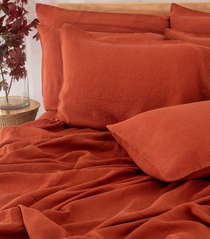 Bhumi Organic Cotton - Linen Sheet Set - Rust