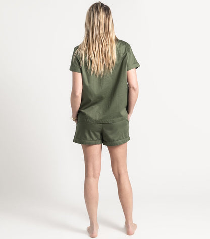 Bhumi Organic Cotton - Sateen Short PJ Set - Bronze Green