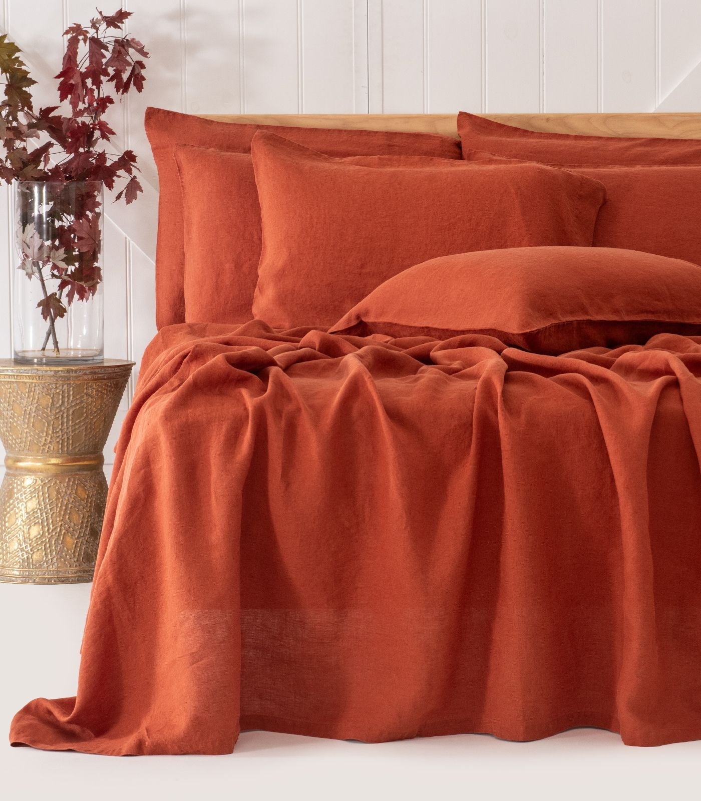 Bhumi Organic Cotton - Linen Sheet Set - Rust