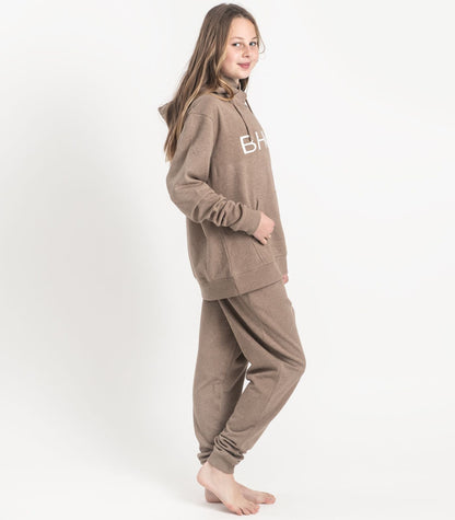 Bhumi Organic Cotton - Kids Hoodie - Logo - Taupe Melange