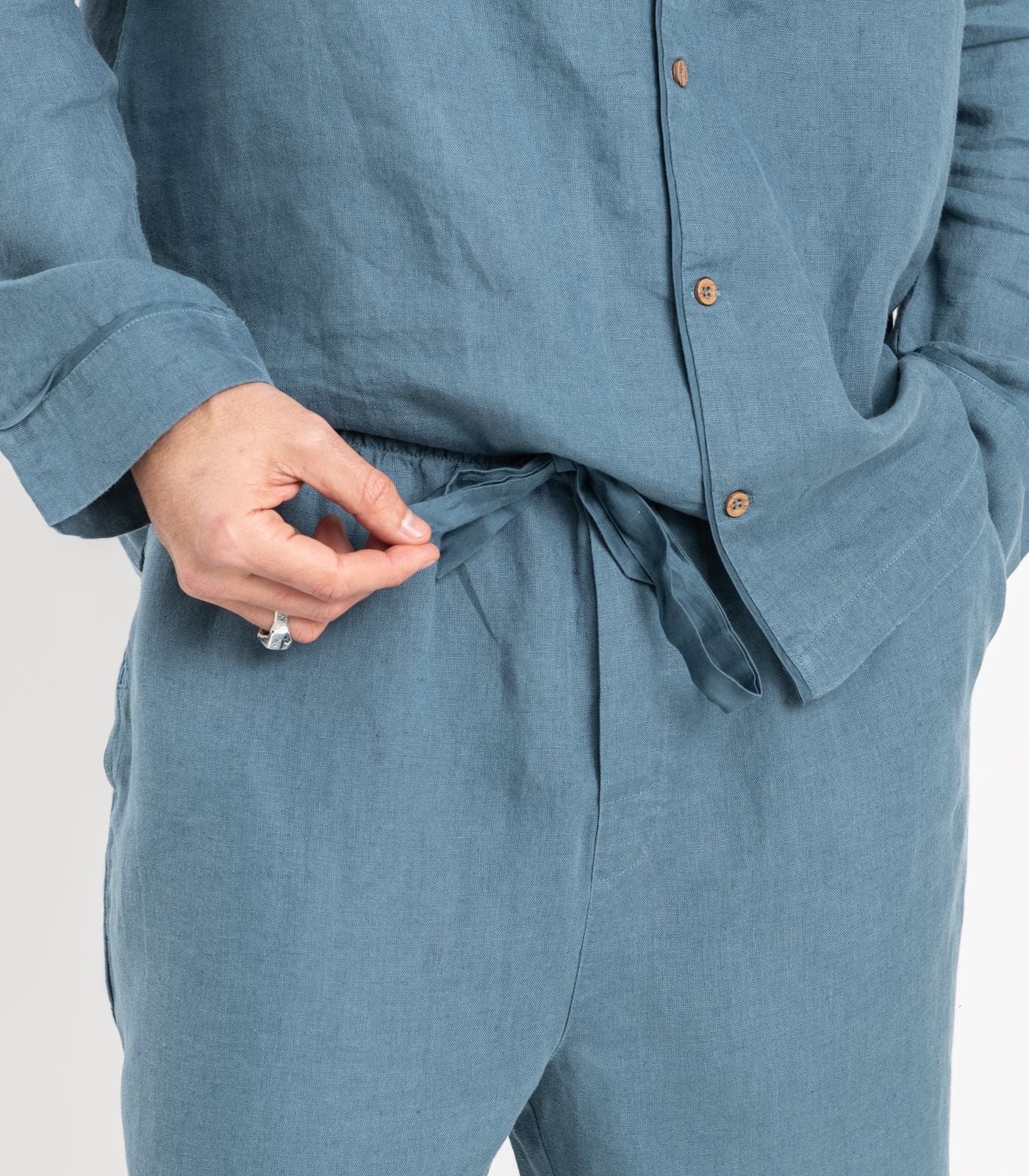 Bhumi Organic Cotton - Men's Linen PJ Set - Indian Teal