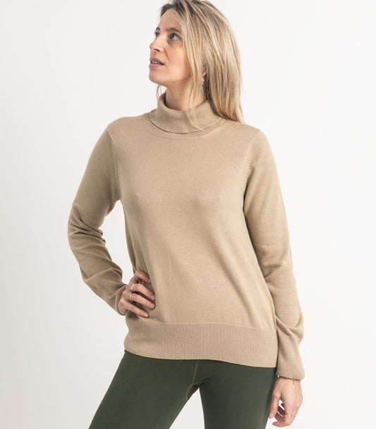 Bhumi Organic Cotton - Fine Knit Turtleneck Jumper - Incense