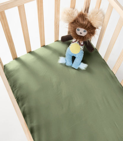 Bhumi Organic Cotton - Fitted Cot Sheet - Bronze Green