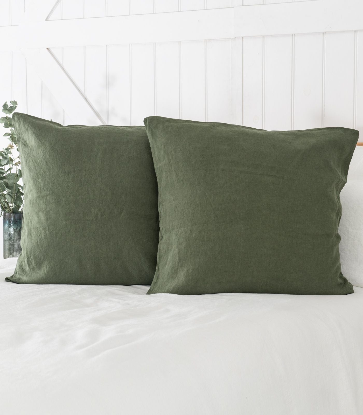 Linen Pillow Cases (pair) - European - Bronze Green