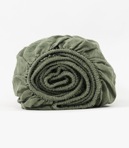 Bhumi Organic Cotton - Linen Fitted Sheet - Bronze Green