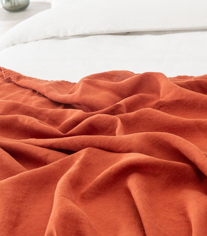 Bhumi Organic Cotton- Linen Throw - Rust