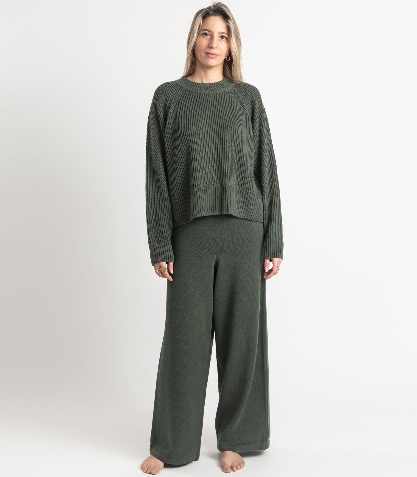 Bhumi Organic Cotton - Rib Knit Jumper - Olive