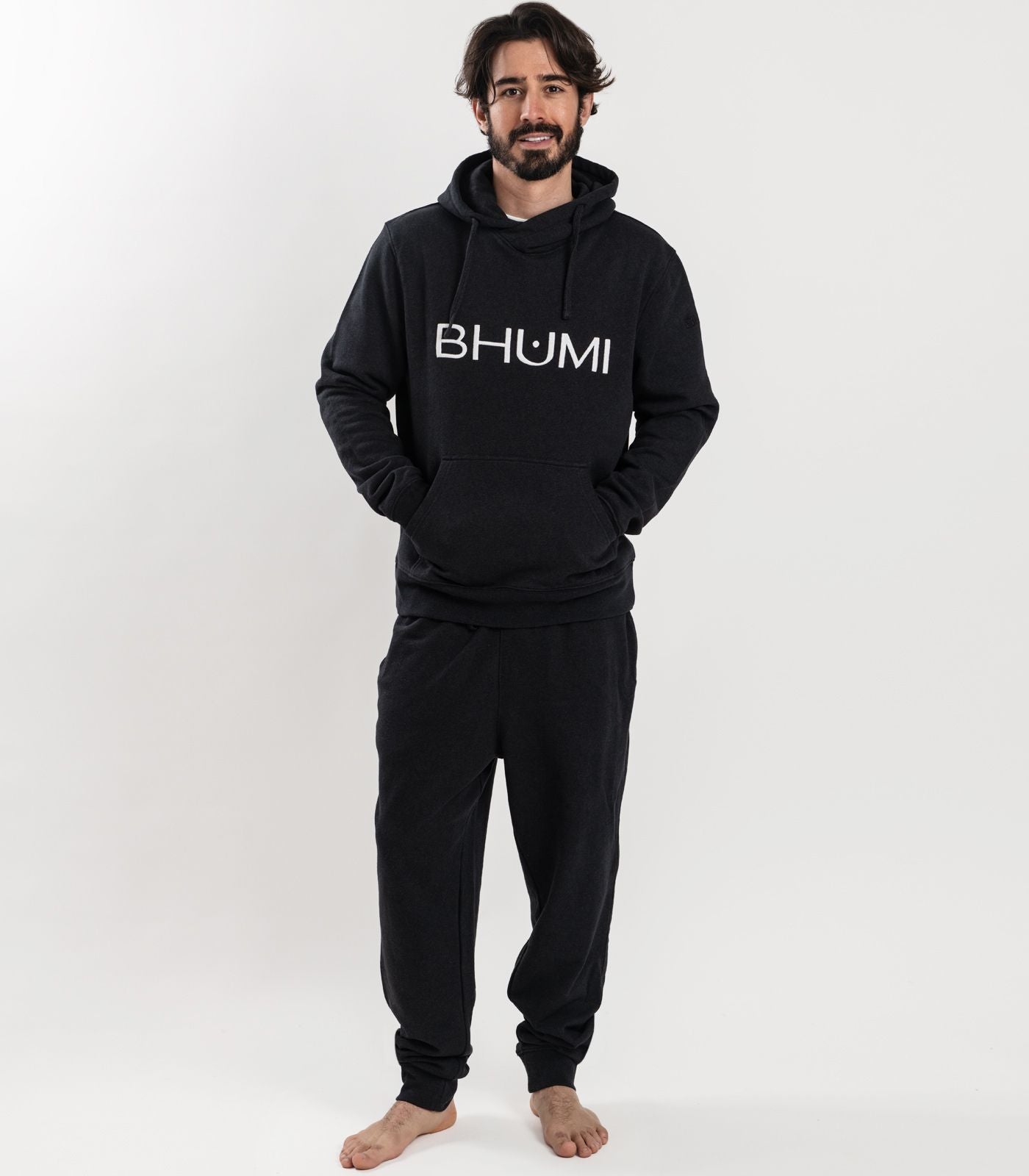 Bhumi Organic Cotton - Men's Hoodie - Logo - Charcoal Melange