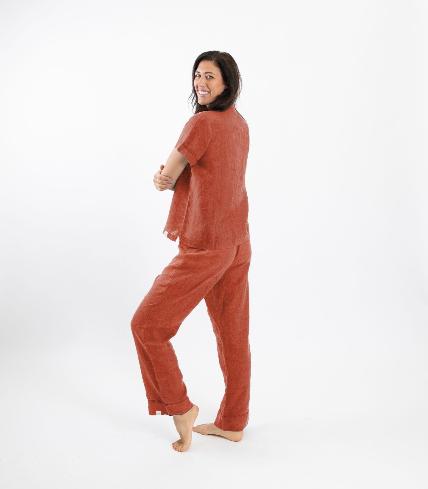 Bhumi Organic Cotton - Linen Short Sleeve PJ Set - Rust