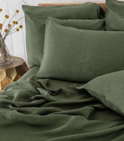 Bhumi Organic Cotton - Linen Sheet Set - Bronze Green