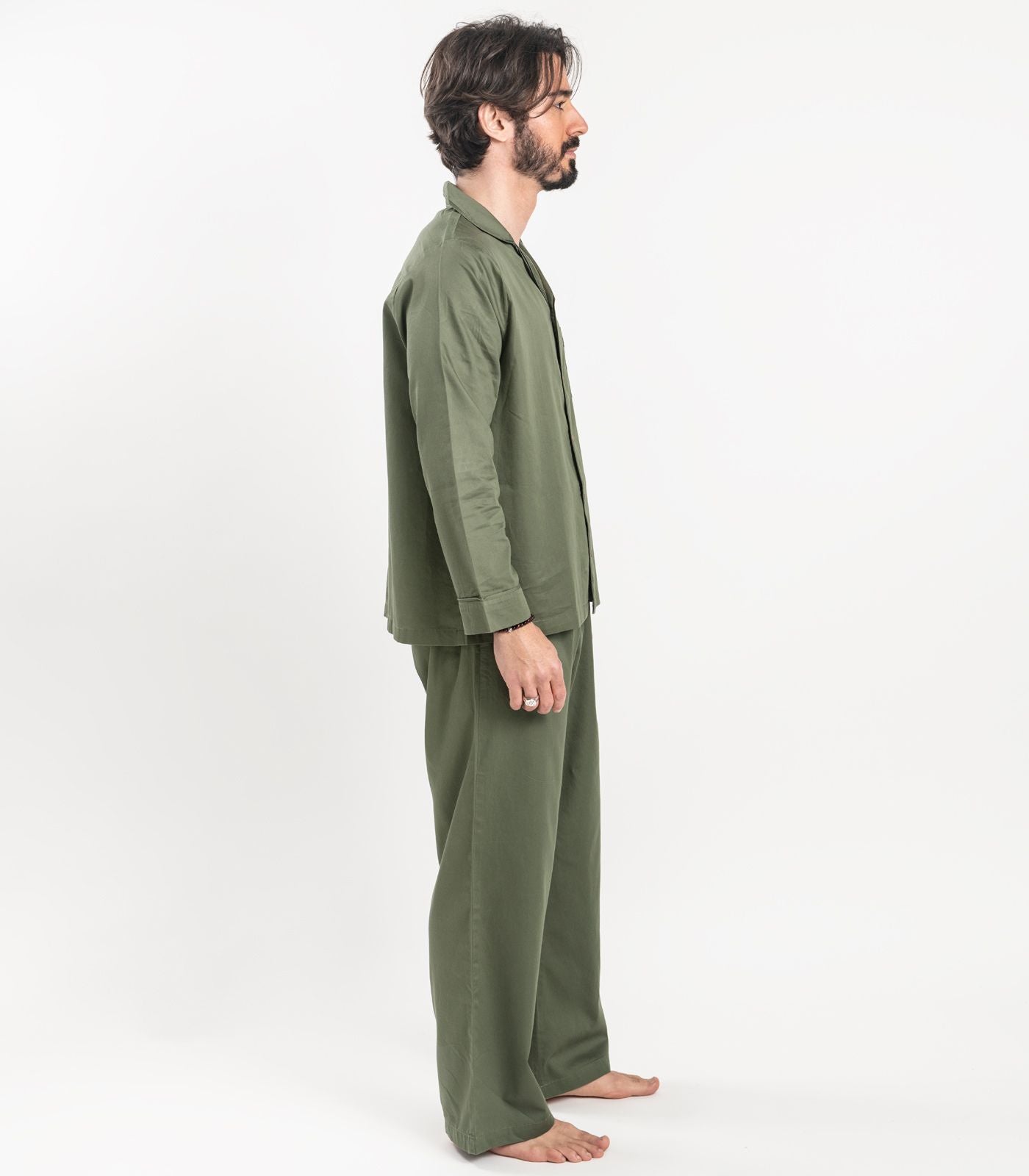 Bhumi Organic Cotton - Men's Sateen PJ Set - Bronze Green